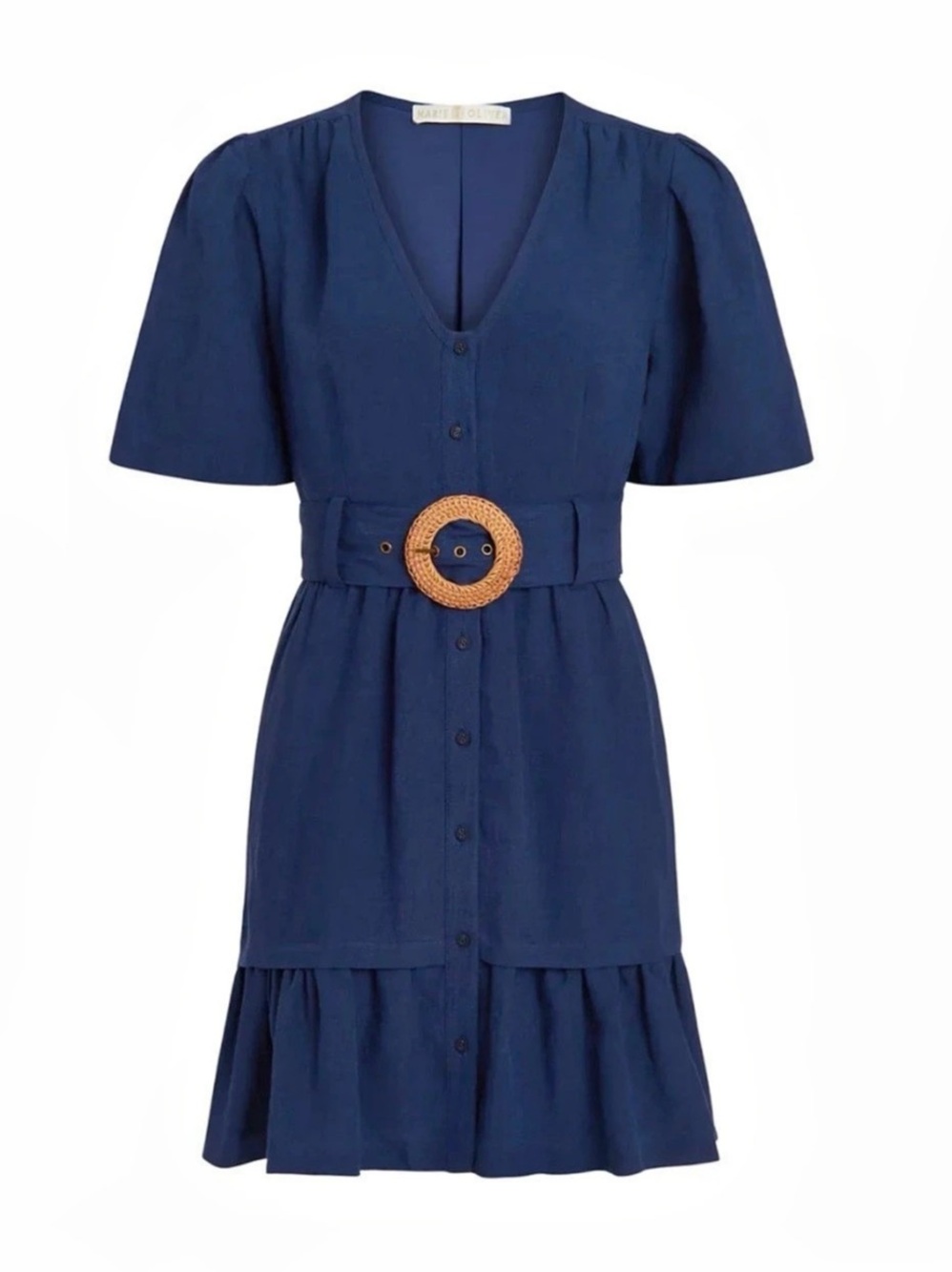 MARIE OLIVER Gwyneth Linen Dress - Pacific (Navy Blue) Size 6 NWT $368